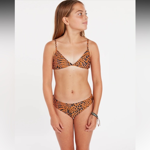 NWT Volcom GIRLS RUNNING WILD BIKINI SET - ANIMAL PRINT Sz: 14 - Picture 2 of 15